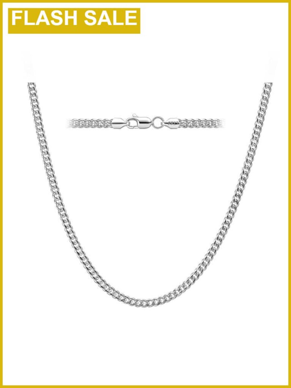925 Sterling Silver Cuban Chain Necklace Men 3.5mm Diamond-Cut Beveled Link